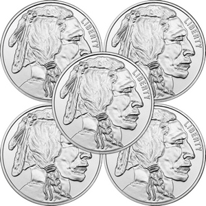 Buffalo Replica 1oz .999 Silver Medallion 5pc