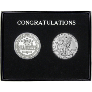 Congratulations Graduation 2025 Silver Medallion and Silver American Eagle 2pc Gift Set Congratulations Graduation 2025 Silver Medallion and Silver American Eagle 2pc Gift Set