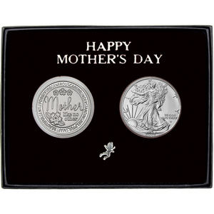 Happy Mother/'s Day Forever Hearts Silver Bar /& Silver American Eagle 2pc Gift
