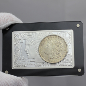 2021 100th Anniversary of US Silver Dollar 2oz .999 Silver Bar and 1921 Morgan Silver Dollar 2021 100th Anniversary of US Silver Dollar 2oz .999 Silver Bar and 1921 Morgan Silver Dollar