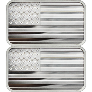 American Flag 5oz .999 Silver Bar 2pc American Flag 5oz .999 Silver Bar 2pc