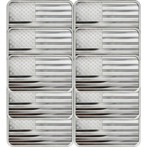 American Flag 5oz .999 Silver Bar 10pc