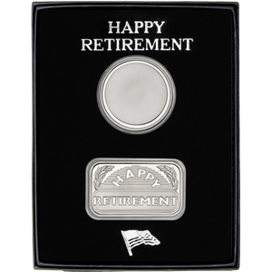 Retirement Year Happy Retirement Silver Bar and Blank Medallion 2pc Gift Set Retirement Year Happy Retirement Silver Bar and Blank Medallion 2pc Gift Set