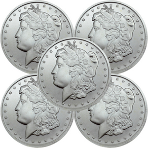 Morgan Dollar Replica 1oz .9999 Silver Medallion 5pc