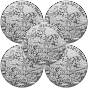 Genghis Kahn Legendary Warriors Series 1oz .999 Silver Medallion 5pc Genghis Kahn Legendary Warriors Series 1oz .999 Silver Medallion 5pc