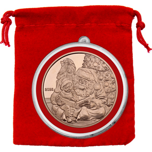 2025 Storytime with Santa Copper Medallion with Ornament Capsule and Red Pouch 2025 Storytime with Santa Copper Medallion with Ornament Capsule and Red Pouch