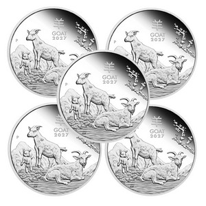 2027 P $1 Australia Lunar Series III 1oz Silver Year of the Goat BU Coin 5pc 2027 P $1 Australia Lunar Series III 1oz Silver Year of the Goat BU Coin 5pc