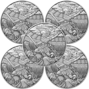 Spartacus Legendary Warriors Series 1oz .999 Silver Medallion 5pc Spartacus Legendary Warriors Series 1oz .999 Silver Medallion 5pc