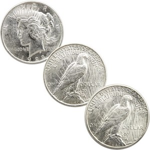 1922 P, D & S Peace Silver Dollar Trio VF/XF Condition