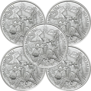 Dead Men Tell No Tales Silver 1oz .999 Medallion 5pc Dead Men Tell No Tales Silver 1oz .999 Medallion 5pc
