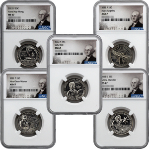 2022 P & D Women Quarters Set MS67 NGC Portrait Label + Includes a NGC Storage Box