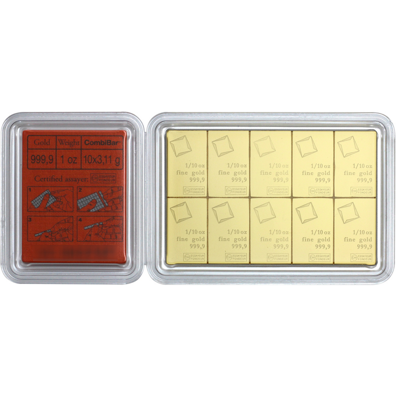 新品未使用　Boman Color bar ゴールド Valcambi CombiBar 1oz .9999 Fine Gold | SilverTowne