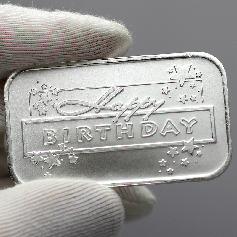 2020 Happy Birthday Stars 1oz .999 Fine Silver Bar by SilverTowne in Gift Box