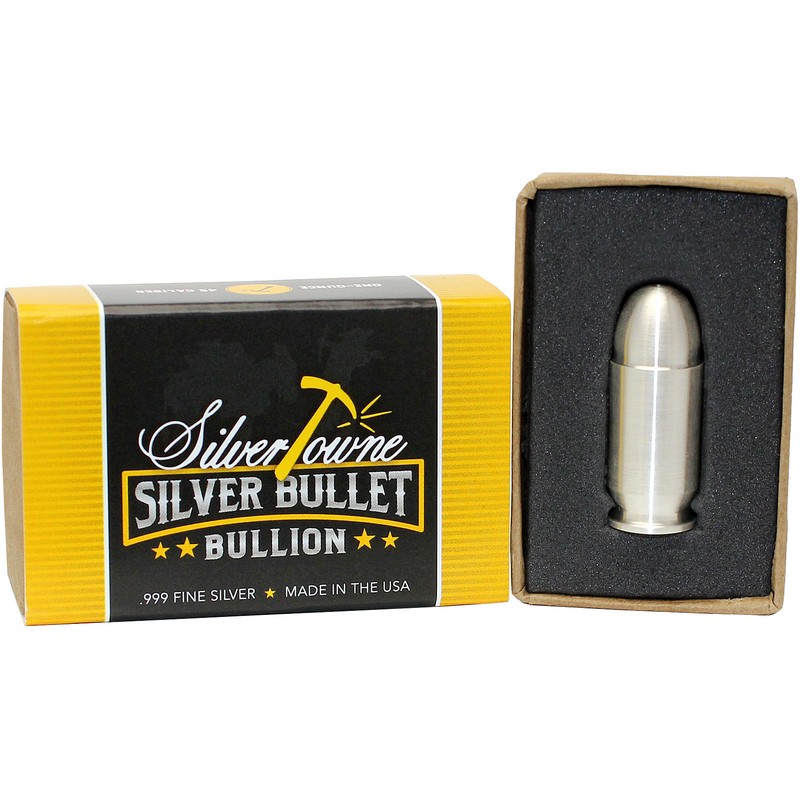 45 Caliber Silver Bullet Replica 1oz 999 Fine Silver | SilverTowne