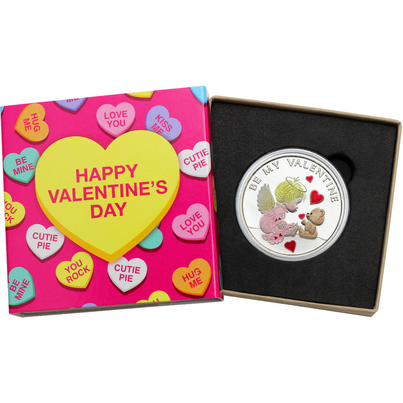 金貨 K24/K18 TeddyBear Mother's Love Coin Be My Valentine Cupid Teddy Bear .999 Silver Round | SilverTowne