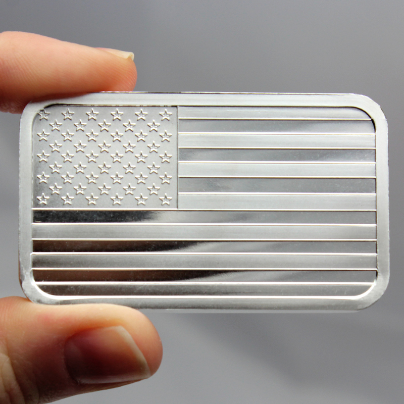 5 oz .999 Fine Silver Bar American Flag | SilverTowne