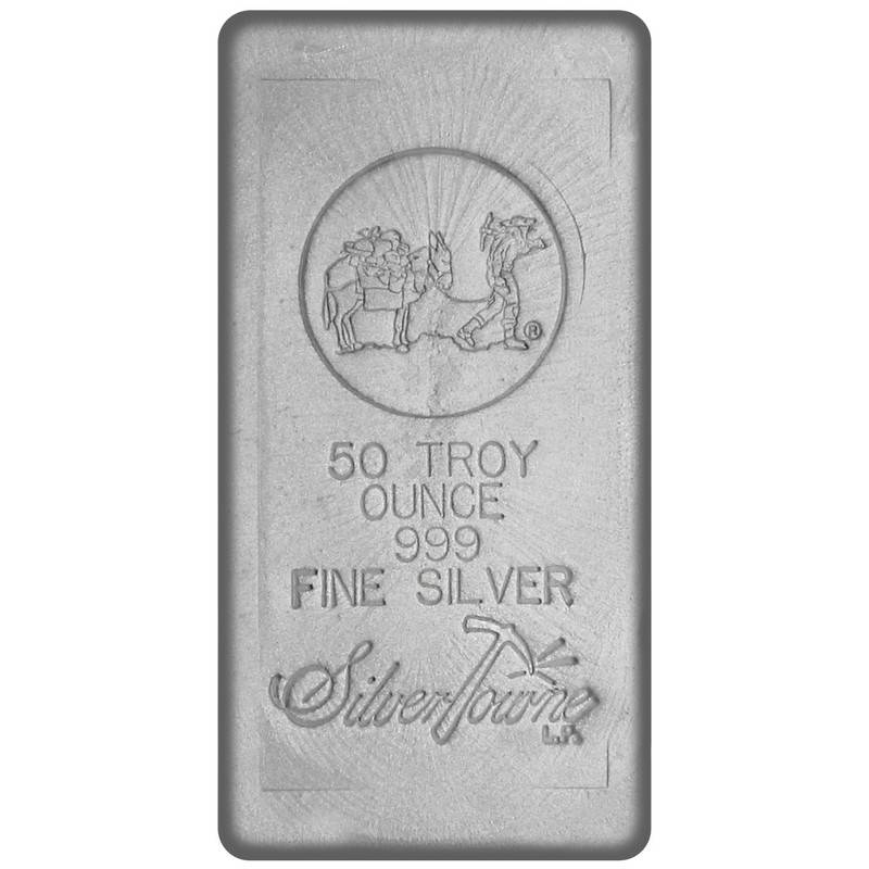 50 Oz Hand Poured Silver Bar 999 Fine Silvertowne Tap To Expand