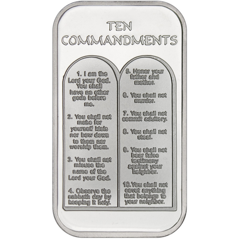 1 OZ TEN COMMANDMENTS Silver Bars .999 Fine Silver 
