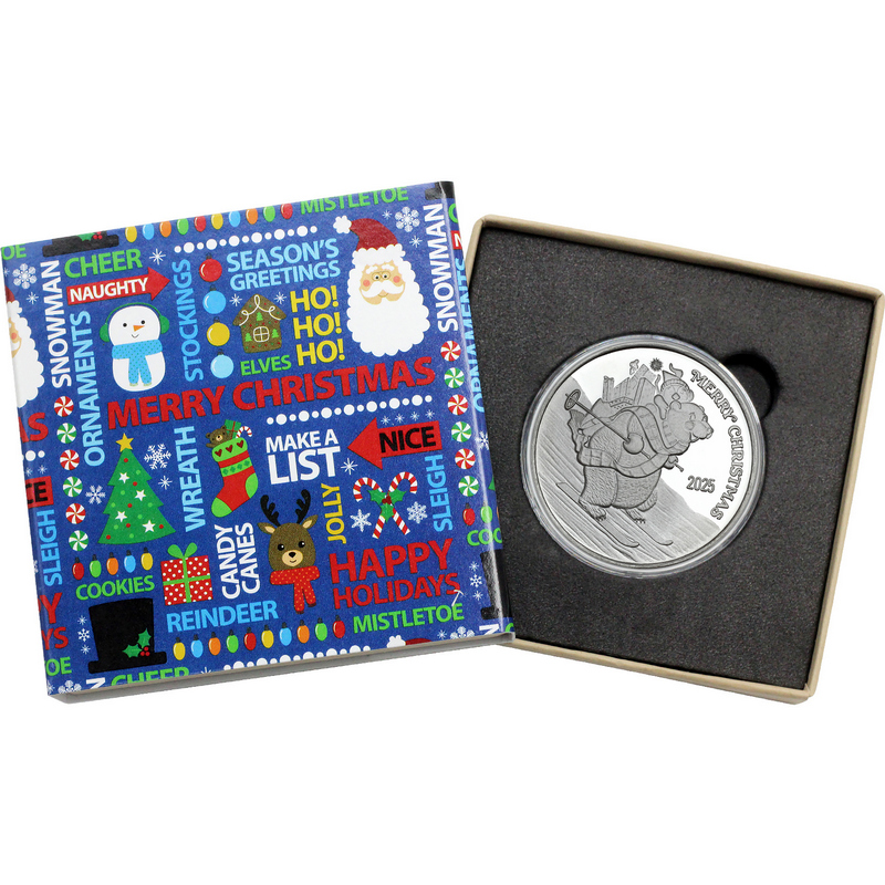 Merry Christmas Caroling Snowman 1oz Silver Round | SilverTowne