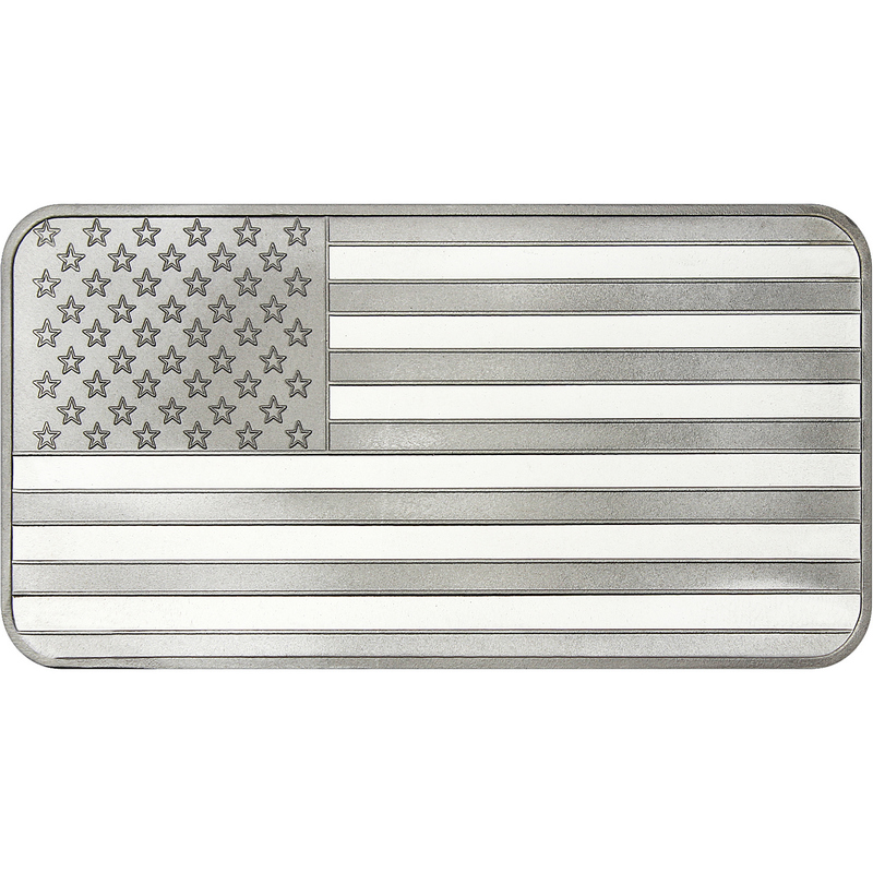 Lot-10 SilverTowne Mint American Flag Design Prooflike 1 oz Silver Bar SKU49141 
