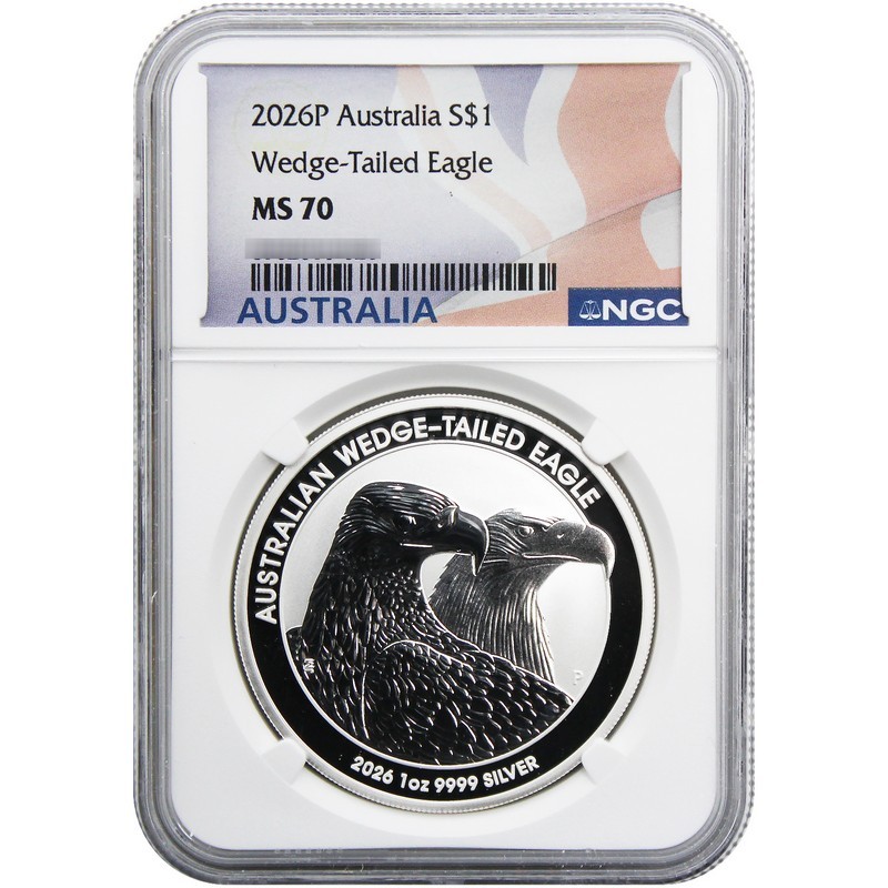 2026-P Australia Silver Wedge-Tailed Eagle MS70 ER NGC Flag Label
