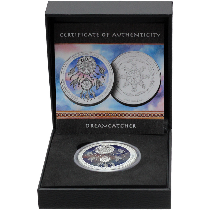 no.204 雪後の白蝶貝とdouble circle 2024 Dreamcatcher Colorized Coin | SilverTowne