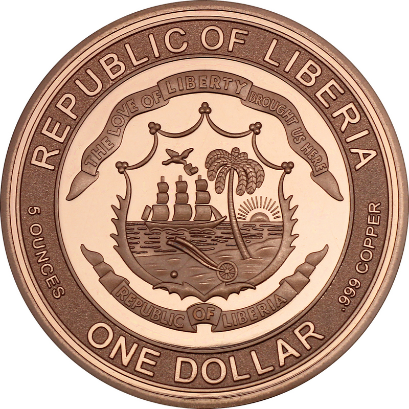 2026 Liberia 5 oz Copper End of the Trail High Relief Coin
