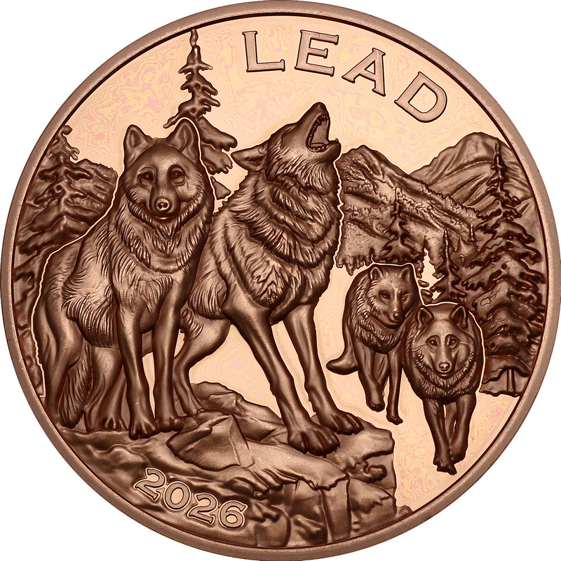 2026 Cameroon Wildlife Values Lead Wolves 5oz Copper Coin