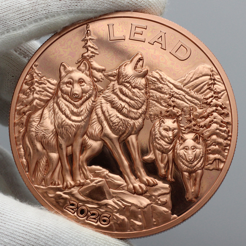 2026 Cameroon Wildlife Values Lead Wolves 5oz Copper Coin