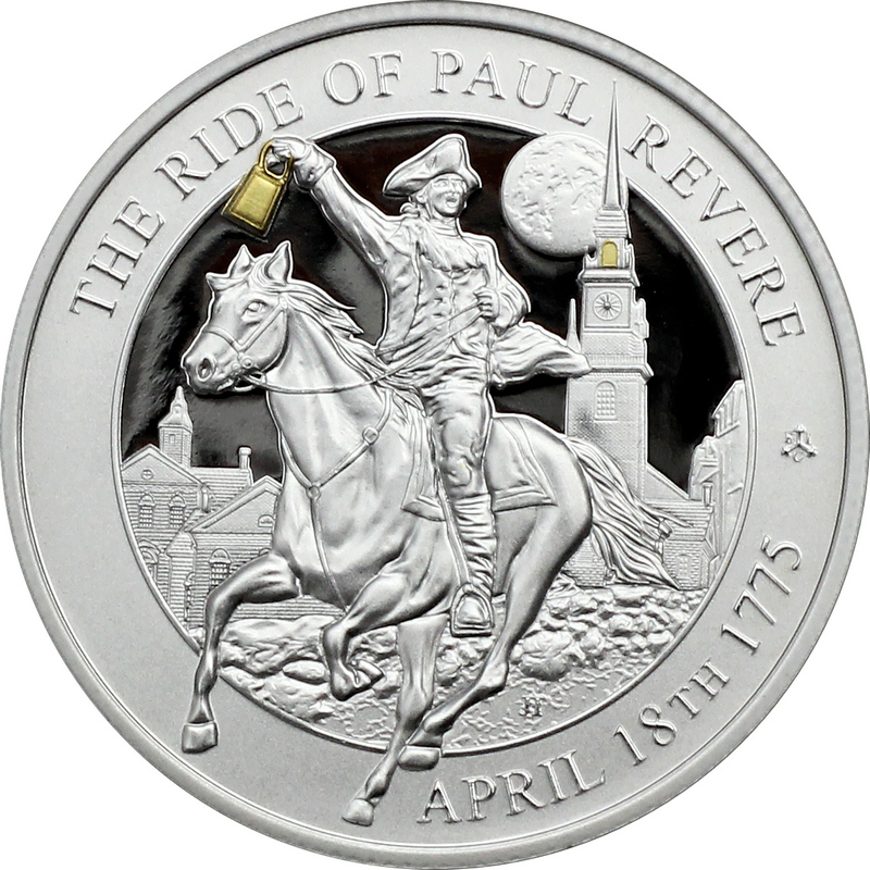 2025 St. Helena Paul Revere Midnight Ride Gilded Proof Coin
