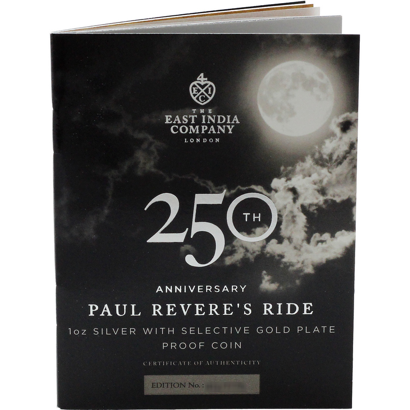 2025 St. Helena Paul Revere Midnight Ride Gilded Proof Coin