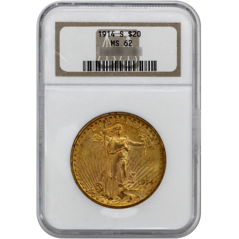 1914 S $20 Gold Saint Gaudens MS62 NGC | SilverTowne