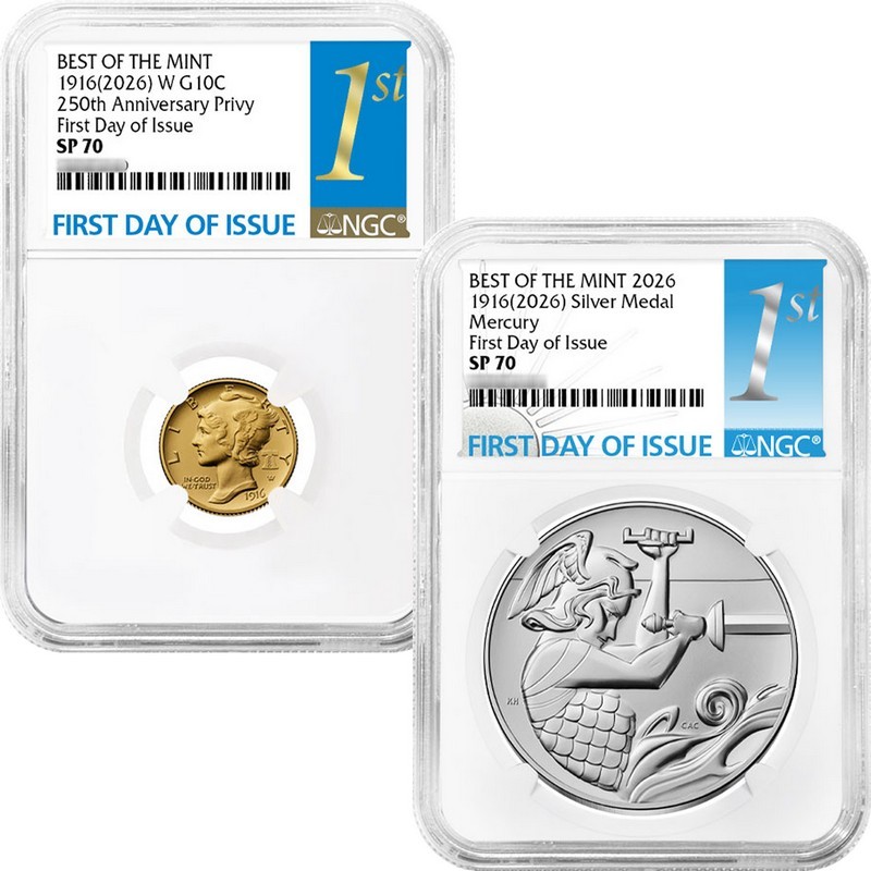2026 Best of the Mint Mercury Dime Set NGC SP70 FDOI | SilverTowne