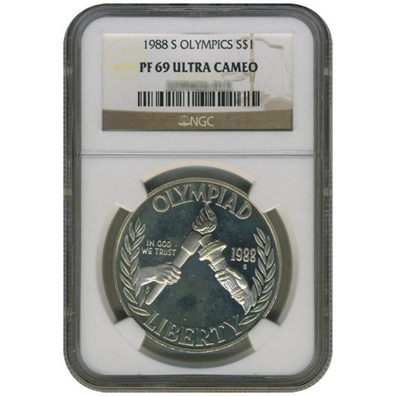 ○ アンティーク NGC PCGS 1988 Medal 1988 S Olympic Silver Dollar PF69 UC NGC | SilverTowne