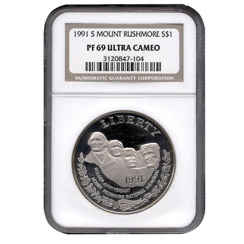 1991 S Mount Rushmore Dollar PF69 NGC | SilverTowne