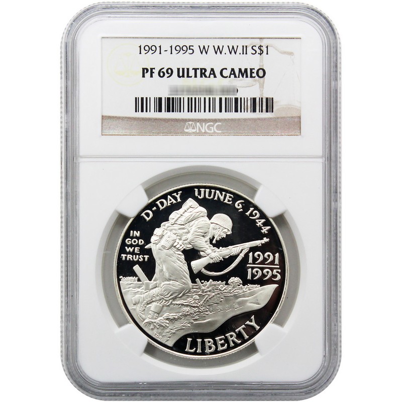1991-1995 W WWII Sil $ PF69UC NGC Brown Label | SilverTowne