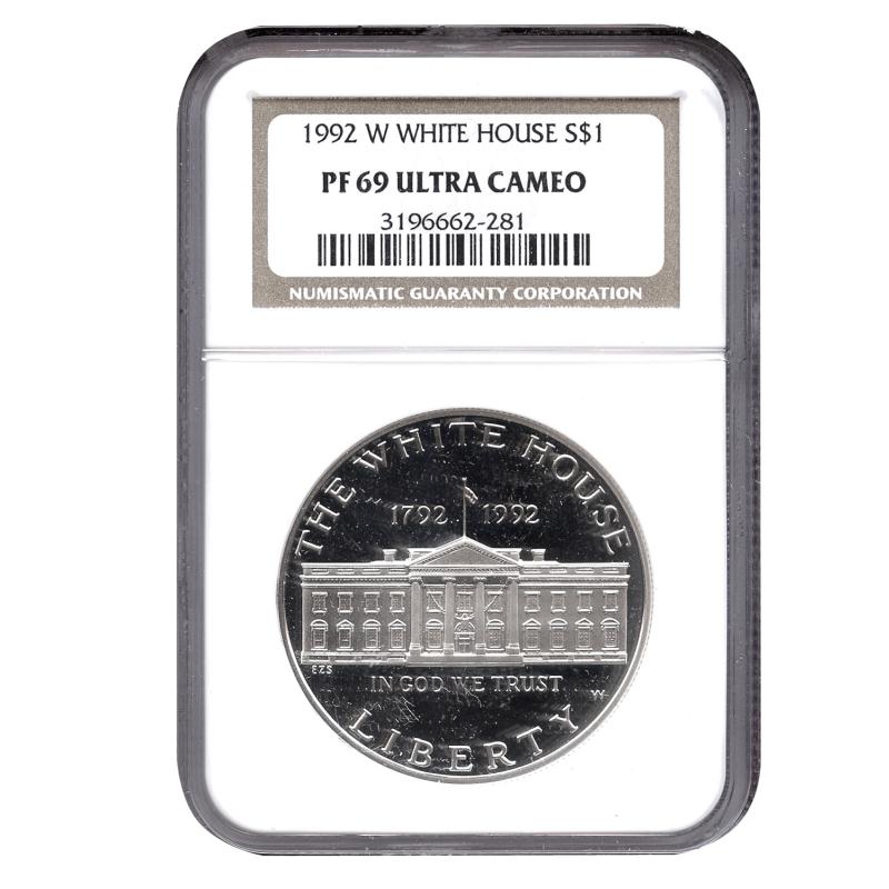 1992 W White House Silver Dollar PF69 NGC | SilverTowne
