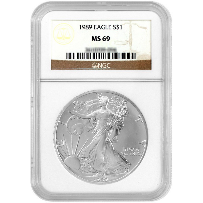 SilverTowne - 1989 Silver American Eagle MS69 NGC Brown Label