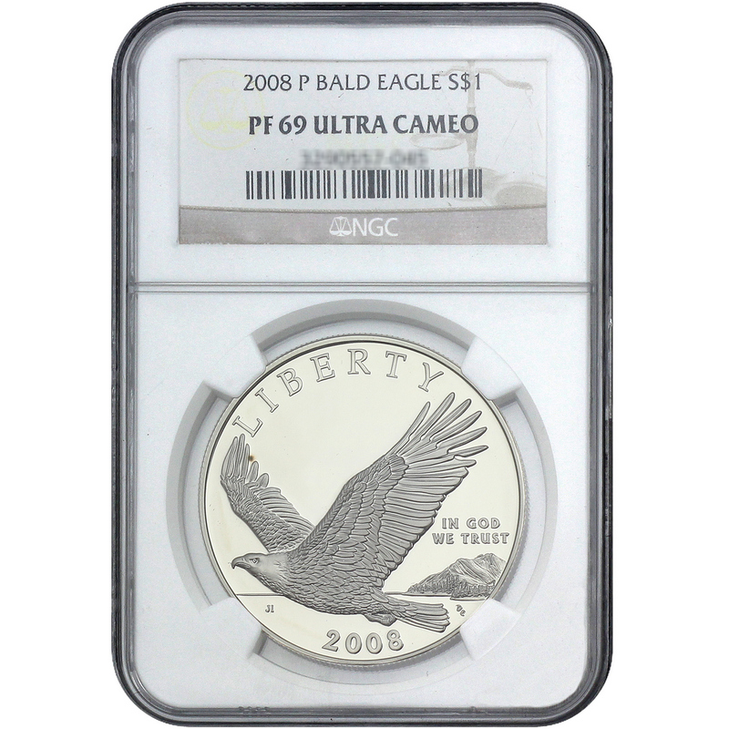 2008 ブリタニア 銀貨 NGC PF69UCウルトラカメオ スラブ欠けあり 2008 P Bald Eagle PF69 NGC | SilverTowne