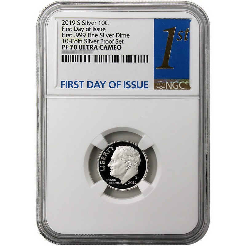 2019 S Proof Roosevelt Dime First .999 Fine Silver NGC PF-70 Early Releases 