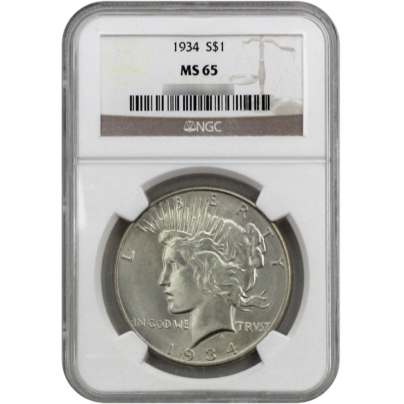 1934 Peace Dollar Silver MS64 NGC Brown Label | SilverTowne