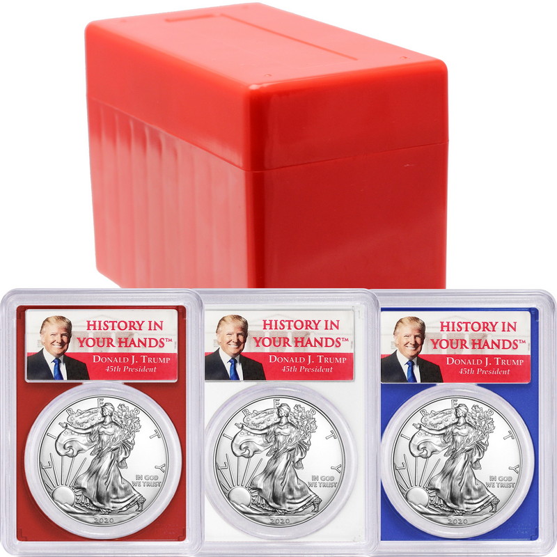 2019 $1 American Silver Eagle PCGS MS70 Trump Label Red Frame