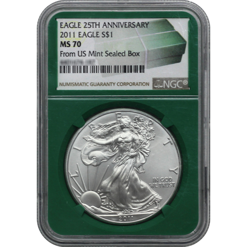 2011 SAE MS70 NGC Green Core Monster Box Label | SilverTowne