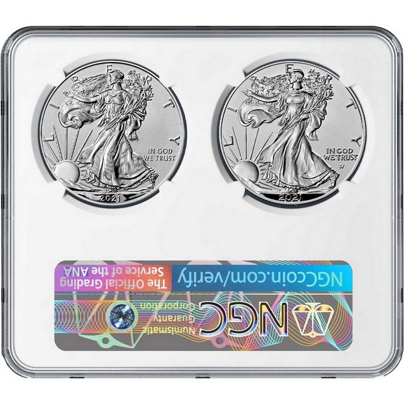 ★リバース×星条旗★2021 ASE2枚組 NGC PF70 FDI 銀貨 RP 2021 SAE TY-1 TY-2 MS70 FDI NGC Multiholder| SilverTowne