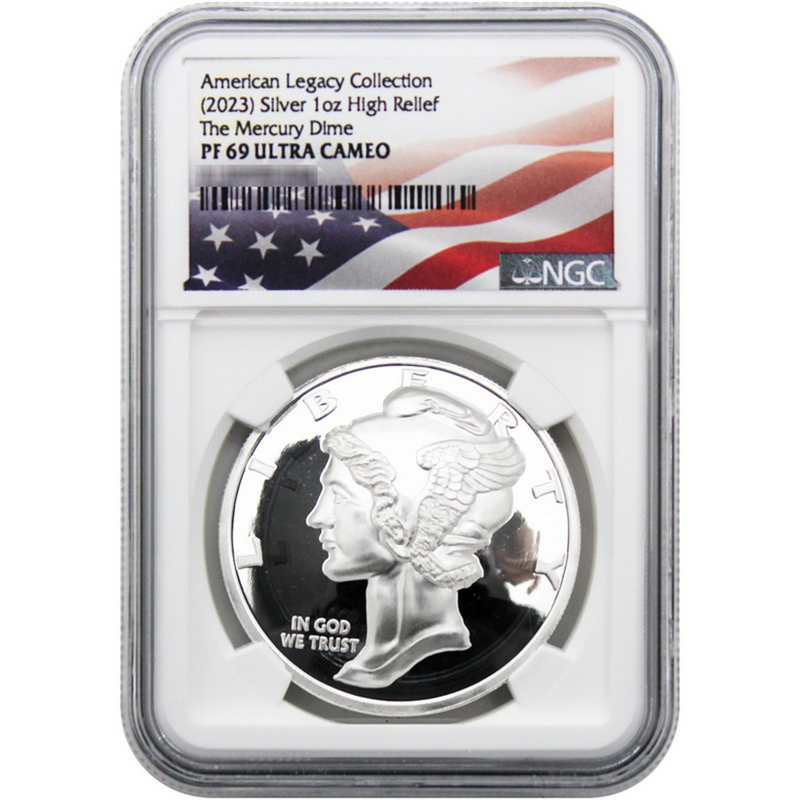 Mercury Dime 1oz Silver HR Proof Domed Round PF69 UC NGC | SilverTowne