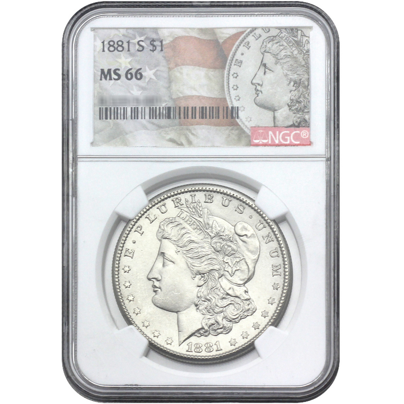1881 S Morgan Silver Dollar MS66 NGC Flag Label | SilverTowne