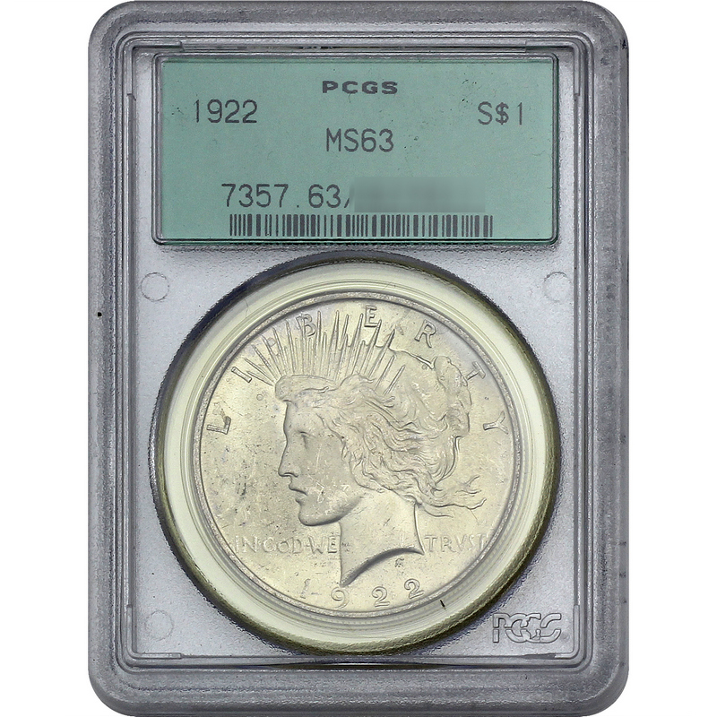 ピースダラー　PCGS MS63 1922年【週末セール】 1922 Peace Dollar MS63 PCGS | SilverTowne