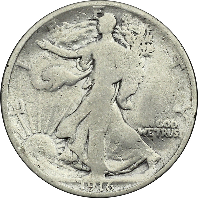 1916 Walking Liberty Silver Half Dollar G/VG