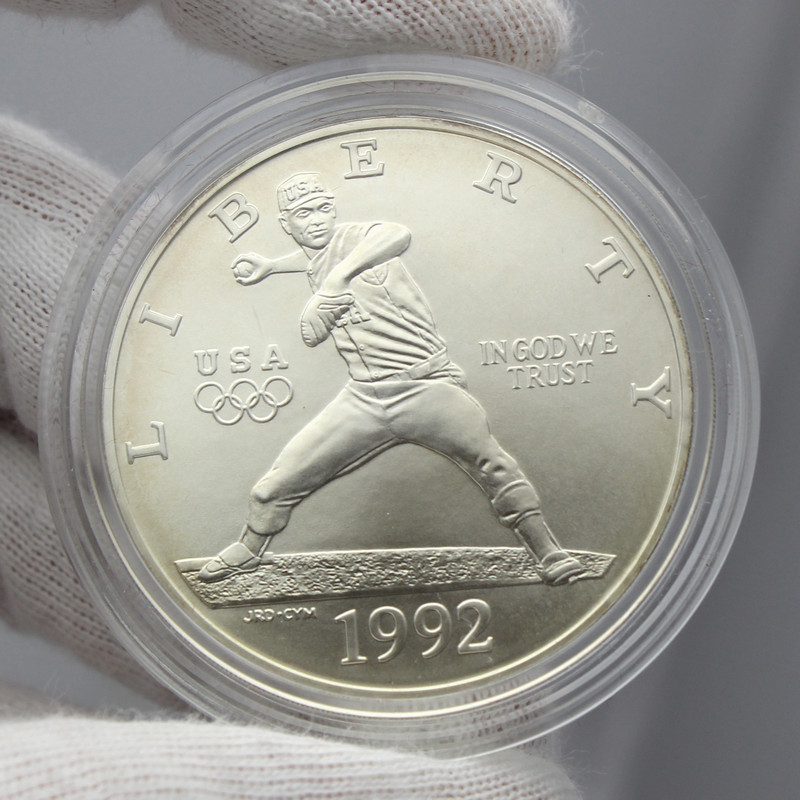 1992 Olympic 2pc Coin Set BU D Baseball Silver Dollar and P