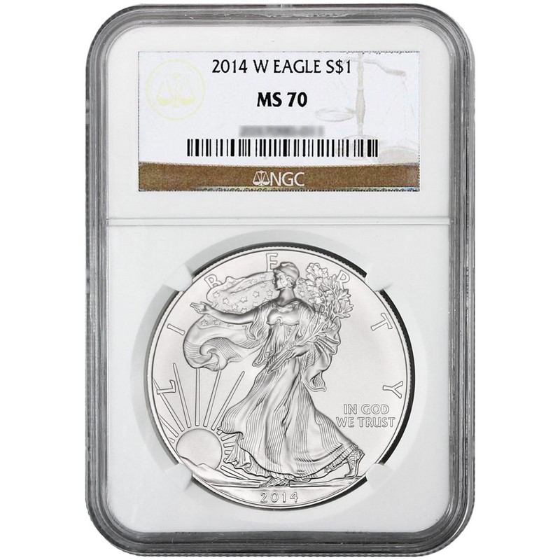 SilverTowne - 2014 W Silver American Eagle MS70 Burnished NGC